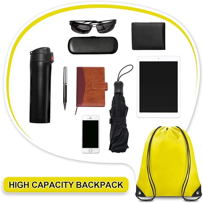 Grneric Drawstring Backpack Bulk 70Pcs String Backpack Drawstring Bags Cinch Bag Sackpack for Men Women Gym(Yellow)