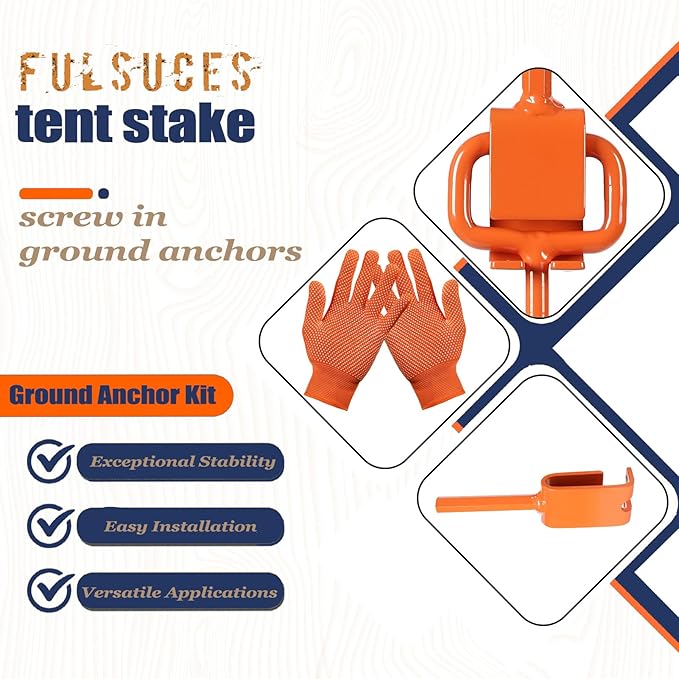 16In Tent Stakes, Ground Anchors Screw in, with 1PCS Tent Stakes Heavy Duty Adapter, for Screw Ground Anchors, Tree Straightening Kit, Anchors Tent, Mobile Home Anchors (Color : Orange, Size : 6PCS