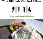 Camping Pillow - Inflatable Pillow - Travel Pillows for Backpacking & Airplane, Lumbar Support 2.0 Blow Up Pillow, Ultralight Compressible, Comfortable, Ergonomic Pillows