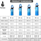 Farsea Insulated Water Bottle With Paracord Handle, Protective Silicone Boot and 2 Lids (Straw Lid & Spout Lid), Stainless Steel Water Bottle Wide Mouth, Double Wall Sweat-Proof BPA-Free, 24 oz