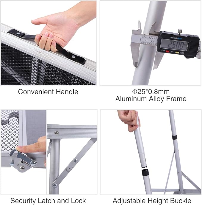 REDCAMP Folding Table Half net Half Table for Outdoor Camping Picnic