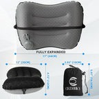 Camping Pillow with Built-in Pump - Inflatable Pillows - Travel Pillows for Backpacking & Airplane, Lumbar Support Blow Up & Press to Inflate Pillow, Compressible, Comfortable Pillow(Black w/Pump)