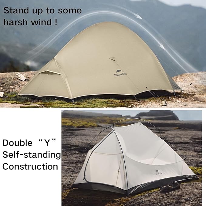 Naturehike 2024 Cloud up Pro Tent, Upgrade Ultralight Tents,1.23kg/2.7lbs,Double 1 Person Tent,for Cycle Camping,Backpacking,Hiking,Self-Standing, Construction,Easy Set up