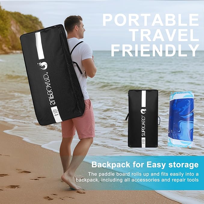 Inflatable Stand Up Paddle Board - 10.5' x 32" Adults & Youth of All Skill Levels, Non-Slip Deck SUP with Paddle, Pump, Backpack & Repair Kit, Ideal for Yoga, Fishing, Lake & River