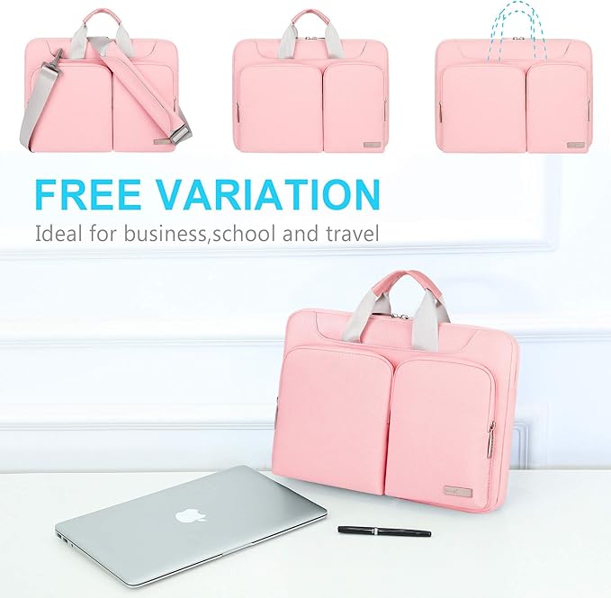 Lacdo 360° Protective Laptop Shoulder Bag for 13 inch MacBook Air M5 A3449 (2026), M4 A3240 2025, M3 A3113, M2 A2681, M1 A2337 A2179 A1932, 13 inch MacBook Neo A18 Pro A3404 (2026) Computer Bag, Pink