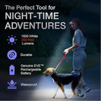 K-Bern Red & White Rechargeable Headlamp, 1500 Lumens, UL Approved 3500 mAh Battery, Ultra Bright Head Lights Waterproof, Lightweight, Aluminum, Perfect for Work, Dog Walking & Camping