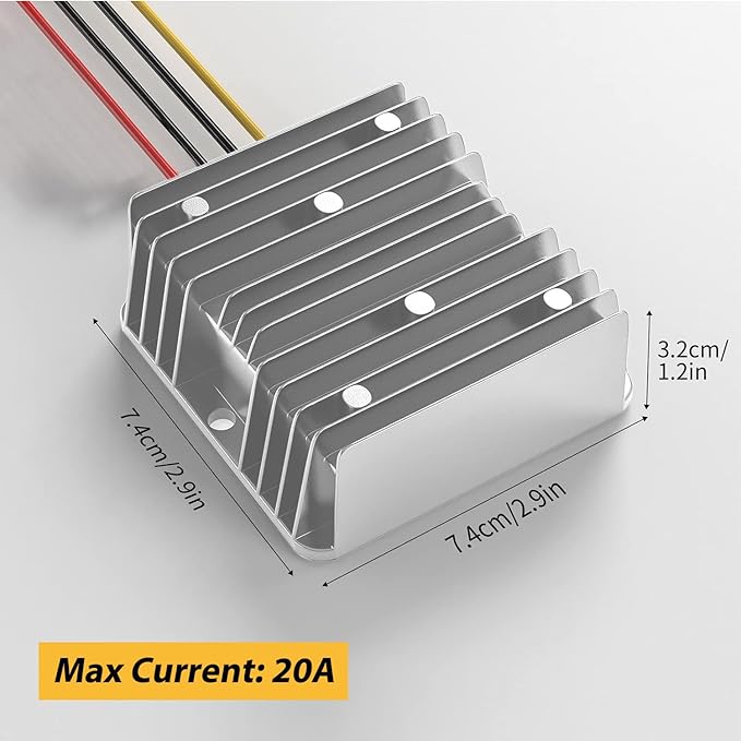24v to 12v Converter, 20A 240W Supply Step Down Converter for Heavy Duty Truck Car Power Reducer Regulator for Auto Car Truck Vehicle Boat Solar System etc.(DC15-40V Inputs)