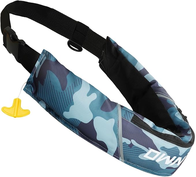 Owntop Manual Inflatable Belt Pack, Adults Swim Jacket with Blowpipe & Whistle, 24g CO2 Cylinder Included, Low Profile for Kayaking, Fishing, Paddle Sports