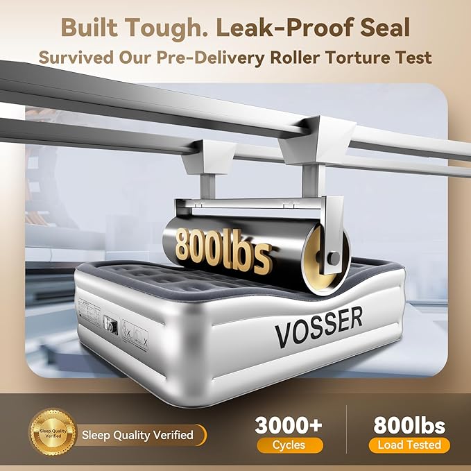 Air Mattress Full with Built in Pump,18’’Blow Up Mattress,Self Inflatable Mattress in 3 Mins,Portable Air Bed for Camping,Floor&Travel,Full Size Air Mattress for Adults 660LB Max,Silver