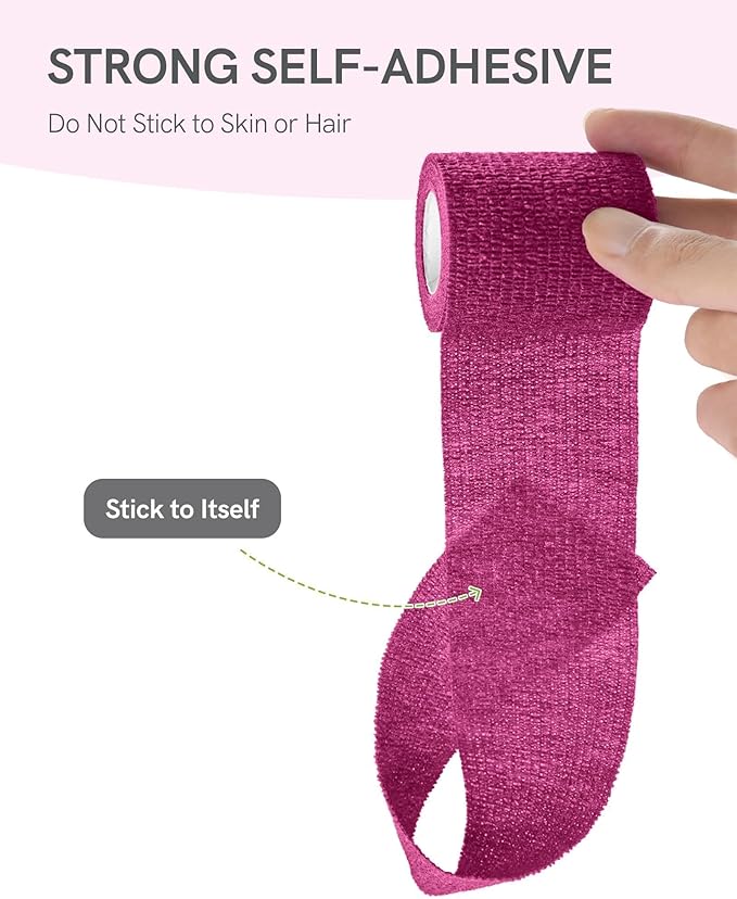 FriCARE Self Adhesive Bandage Wrap, Medical Tape in First Aid Kit, Cohesive Bandages for Wounds Sport Vet, 2 Inches X 5 Yards 12 Rolls, Palette