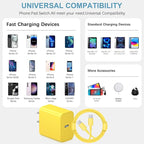 10FT iPhone 17 16 15 Charger Fast Charging USB C Charger Block Type C Chagrer Fast Charging 2-Pack for iPhone 17/17 Plus/17 Pro/17 Pro Max/iPhone 16/16 Plus/16 Pro/16 Pro Max/15/15 Pro Max(Yellow)