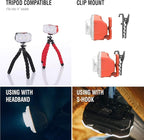 Claymore HEADY+ Black Rechargeable Wearable Light – 600 Lumens HeadlampMode 6 Light Mode 90° Adjustable Beam IP54 Water-Resistant USB-C Rechargeable Up to 70 Hrs Runtime for Camping, Running, Outdoor