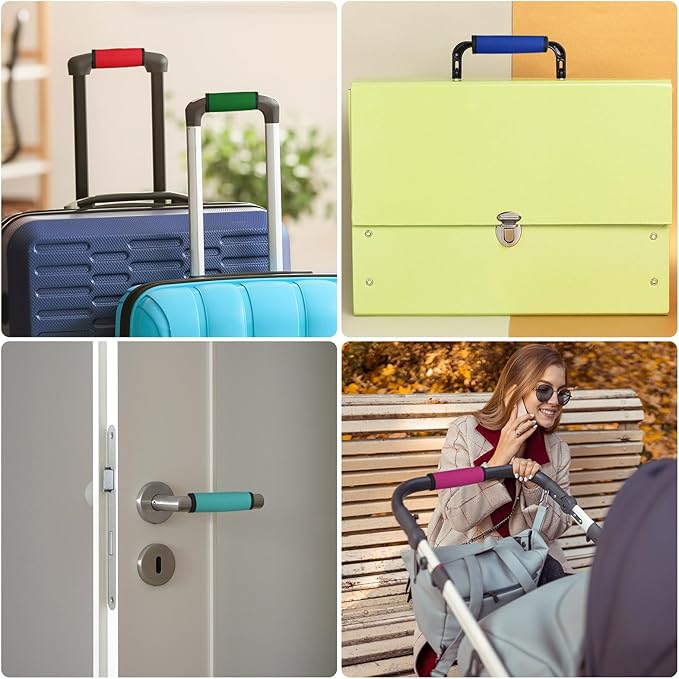 uxcell 3 Pcs Luggage Handle Wrap for Suitcase, Neoprene Handbag Grip Cover Protector Luggage Identifiers Suitcase Handle Wraps for Luggage Shopping Bag Travel Bags, Silver