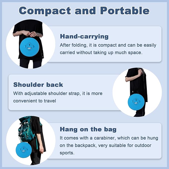 ALEVMOOM 2025 Upgraded XXL 19.7" Collapsible Stool with Cushion, 1000lbs Max Weight Heavy Duty Portable Telescoping Stool, Retractable Seat Folding Chair for Camping Fishing Hiking(Blue-XXL)