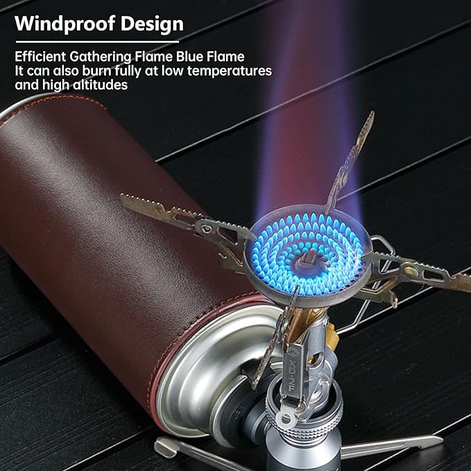 CAMPINGMOON Canister Top Stove Portable Compact Foldable w/Micro Regulator w/4Flex w/igniter XD-2F (Silver)