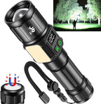 JAY-PARK Flashlights High Lumens, Rechargeable Flashlight 10000 Lumens with Magnetic, Bright Flash Light 9 Modes with 5000 mAh Battery, Tactical Flashlight for Camping, Hiking, Dog Walking