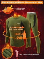 romision Thermal Underwear for Men Long Johns Fleece Lined Hunting Gear Bottom Top Set Base Layer for Cold Weather Gift