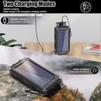 Solar Charger Power Bank, 20000mAh Portable Outdoor Waterproof Solar Battery Charger, Camping External Backup Battery Pack USB C Ports Input/Output, 2 Led Light Flashlight with Compass (Black)