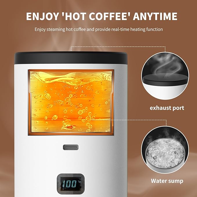 3-in-1 Portable Coffee Maker, 15 Bar Portable Espresso Machine with LED Display and 90ml Sink, Compatible with Ground Coffee & Capsules(Ns&DG) for RV, Hiking, Office, Auto-Heating, USB-C (Orange)