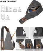 KL928 Canvas Sling Bag - Small Crossbody Backpack Shoulder Casual Daypack Rucksack for Men Women(Large Version)