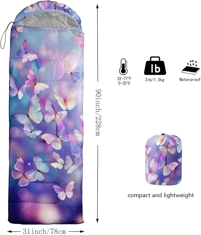 QOOMO Animals Camping Sleeping Bags,3 Season Warm & Cool Weather,Lightweight,Waterproof Sleeping Bags for Adults & Kids,Traveling,and Outdoors,Camping Gear Equipment