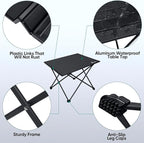 PTEROMY Medium Folding Camping Table, Portable Beach Table with Ultralight Aluminum Tabletop for Travel, Outdoor, Camping, Picnics, and BBQs (Black)