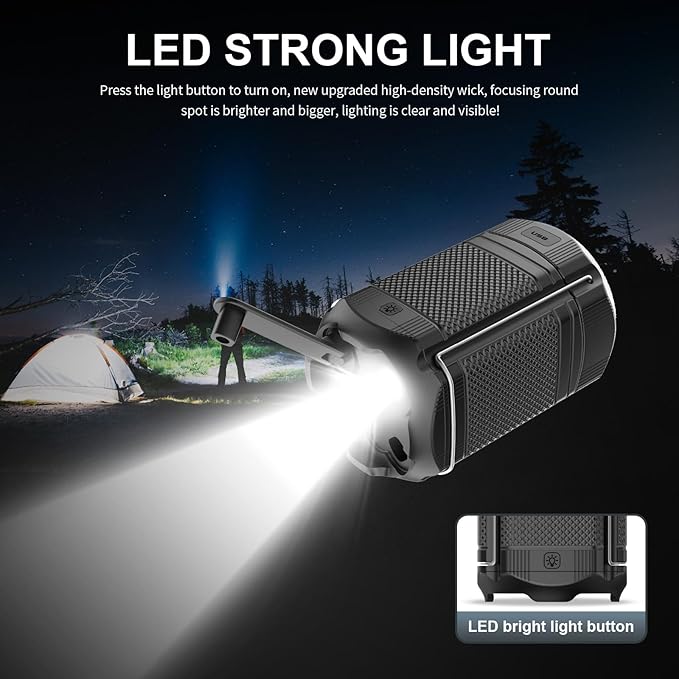 2 Pack Camping Lantern 5000mAh Solar Hand Crank Telescopic LED Flashlight USB Charger for Power Outages ,Portable Rechargeable Battery Powered Operated Lanterns Lamp, Camping Gear Accessories