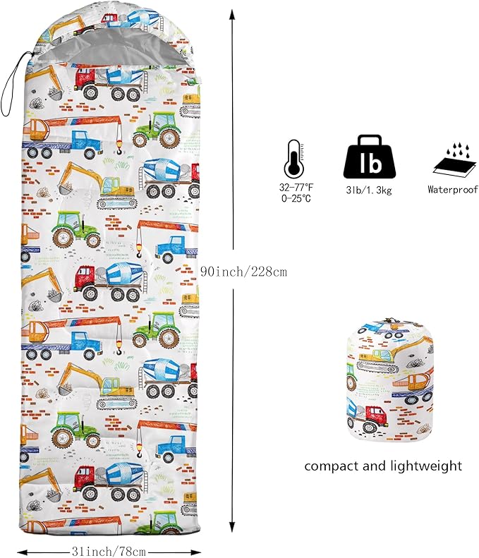 QOOMO Animals Camping Sleeping Bags,3 Season Warm & Cool Weather,Lightweight,Waterproof Sleeping Bags for Adults & Kids,Traveling,and Outdoors,Camping Gear Equipment