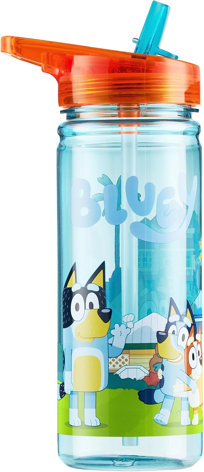 Bluey 560ml/580ml Plastic Water Bottle with Straw, BPA Free, 3D Travel Reusable Bottle, Perfect for Nursery, Preschool, Sports, Days Out
