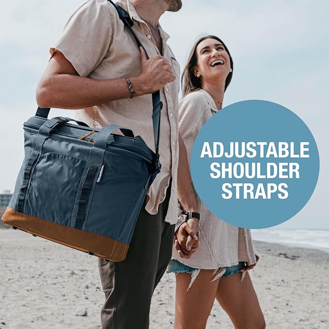 CleverMade Pacifica Collapsible Cooler Bag – Medium Portable Cooler Bag for Travel, Foldable Insulated Cooler for Beach, Picnic & Road Trips, Holds Up to 30 Cans, Leakproof Soft Carry Cooler - Ocean