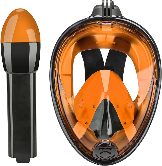 Full Face Snorkel Mask Adults with Dry Top System, Detachable Camera Mount, 180 Panoramic Anti-Fog Anti-Leak Diving Mask for Adult and Kids