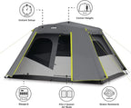 CORE Instant Cabin Tents | 6 Person / 9 Person / 10 Person / 12 Person Family Cabin Multi Room Pop Up Tents Car Camping | Included Storage Pockets for Camping Accessories