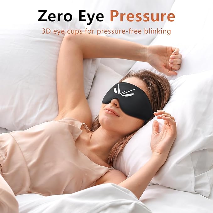 Sleep Mask for Side Sleeper Women Men, Eye Mask for Sleeping Light Blocking, 3D Contoured Cup Sleeping Mask, Soft Breathable Sleep Eye Mask with Adjustable Elastic Strap for Travel