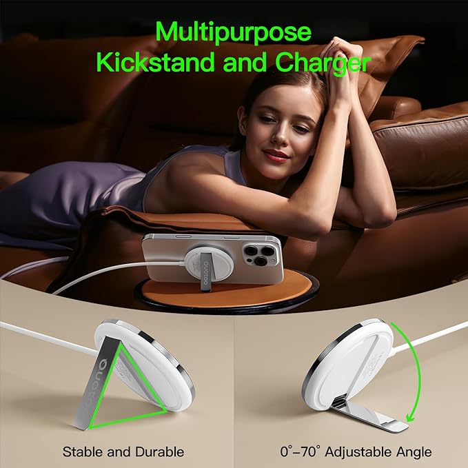 2025 Apple 2 Pack 15W Mag-Safe Charger 4FT Magnetic Wireless Charger with 20W Fast Charging Block Compatible with iPhone17/16/15/14/13/12 Series & AirPods 4/3/2/Pro/for iPhone Wireless Charger Stand