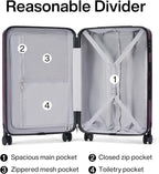 Hanke 24 Inch Luggage Suitcases With Spinner Wheels Lightweight PC Hard Shell Rolling Suitcase With Travel Lock,Checked-Medium 24-Inch（Purple）