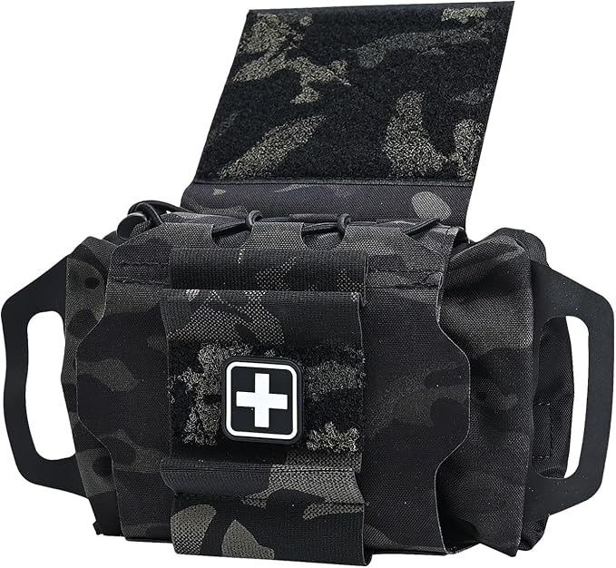 SABADO Rapid/Quick Deploy First Aid Kit Pack Tactical IFAK Pouch Two-Piece System Med Roll Carrier Hypalon Handle Outdoor Sport Hunting Bag