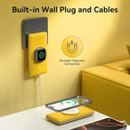 Magnetic 10000mAh Portable Charger for iWatch & iPhone, 22.5W USB C Fast Charging Wireless Power Bank Built-in Cables and Wall Plug, External Travel Battery Pack Compatible with iOS Android Devices