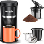 Single Serve Coffee Maker, Fast Brew One Cup Coffee Machine for K Cup and Grounds, 6 to 12 oz. Brew Sizes, Capsule Coffee Machine with Descaling Reminder and Viewing Tank, Black