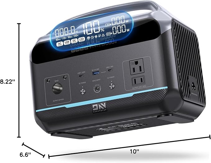 DaranEner Portable Power Station 600W with Solar Panel 80W, 288Wh LiFePO4 Battery Backup w/2 AC Outlets, 1.7H Fast Charging Solar Generator for Camping, RV Travel, Home Emergencies