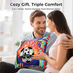 3 in 1 Travel Pillow Blanket Set with Removable Flannel Blanket Throw,Hand Warmer Pockets,Pillow (Color4, 60in*79in)