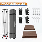 EAGLE PEAK Pop Up Canopy Tent with 1 Sidewall, Easy Setup Event Tent, Outdoor Sun Shade, Wheeled Carry Bag, Stakes and Guy Ropes, Instant Canopy 10x10, Dark Brown