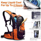 Insulated Hydration Backpack Pack with 3L BPA Free Leak Proof Water Bladder, Large Storage Lightweight Hiking Daypack with Waist Pouches & Cooler Layer, for Running, Biking, Camping, Festival