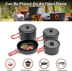 Alocs Camping Cookware Set Camping Gear, Compact Camping Pots and Pans Set, Durable Hard Alumina Camping Cooking Set for Outdoor Backpacking Camping Hiking Picnic, Included Mesh Carry Bag