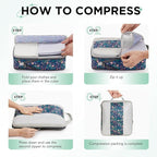 10 Set Compression Packing Cubes for Travel Essentials,Compressible Expandable Packing Cubes for Suitcase,OlarHike Luggage Organizer Bags,Handy Helper for Organizing Clothes(Dark Blue Floral)