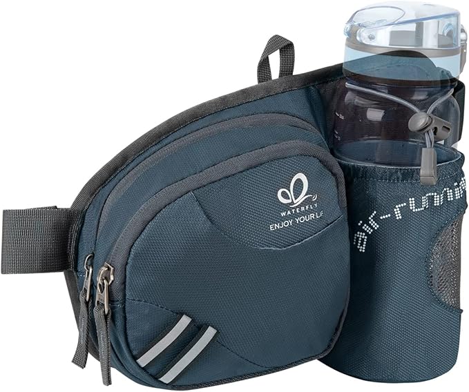 WATERFLY Fanny Pack Waist Bag: Waist Pack for Women Men with Water Bottle Holder Hiking Fanny Pack for Running Walking DogWalking Travel Cycling