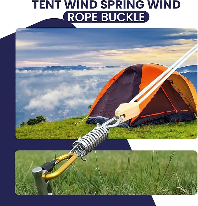 2 Pcs Stainless Steel Absorbing Spring, Heavy-Duty Porch Swing Spring and Tent Rope Spring Buckle for Hammock Chair, Punching Bag, Dog Leash, Camping and Outdoor Use