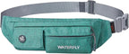 WATERFLY Fanny Pack Slim Soft Polyester Water Resistant Waist Bag Pack for Man Women Carrying iPhone 8 Samsung S6 Dark Green