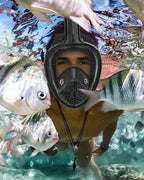 QingSong Full Face Snorkel Mask for Adults, Snorkeling Gear with Camera Mount, 180 Degree Panoramic View Snorkel Set Anti-Fog Anti-Leak