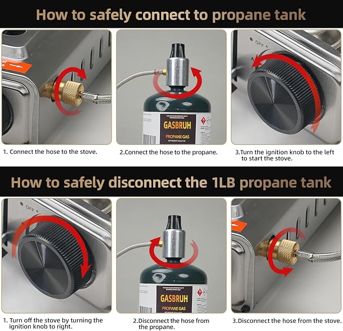 Propane or Butane Stove with Windblocker,Dual Fuel 10000BTU Stainless Steel Portable Camping Stove with CarryCase,Gas Stove for Camping,Tailgating,Outdoor Cooking,Emergency(Fuel not included)