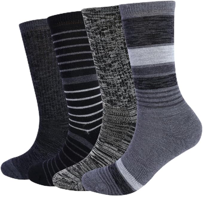 EnerWear 4 Pack Women's Merino Wool Outdoor Hiking Trail Crew Sock